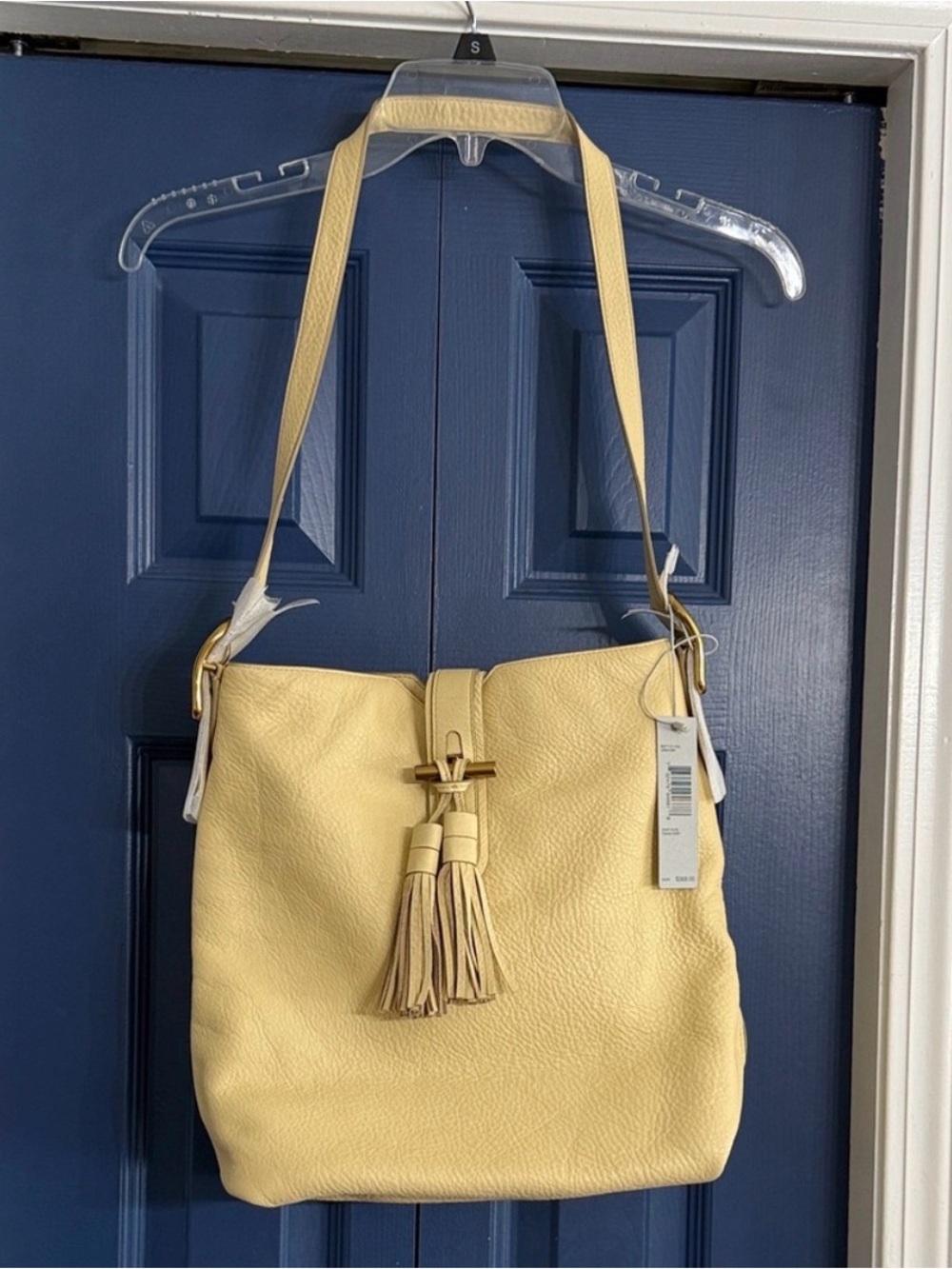 NWT Anne Klein Yellow Tassel Leather Shoulder Bag